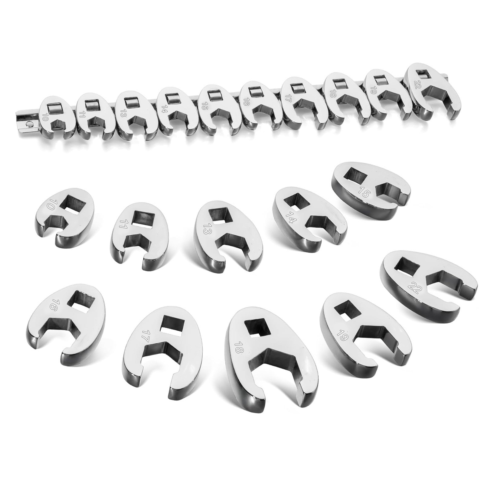 10-in-1 Interchangeable Crow’s Foot Wrench Kit 3/8″ Drive for Auto & Home Repair