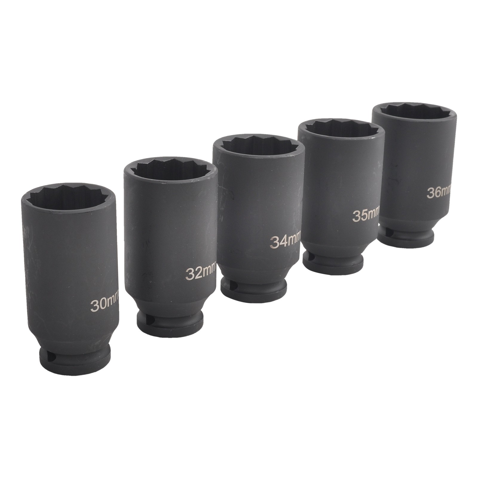 5PCS 1/2″ Drive Deep Spindle Axle Nut Impact Socket 12 Point 30,32,34,35,36mm