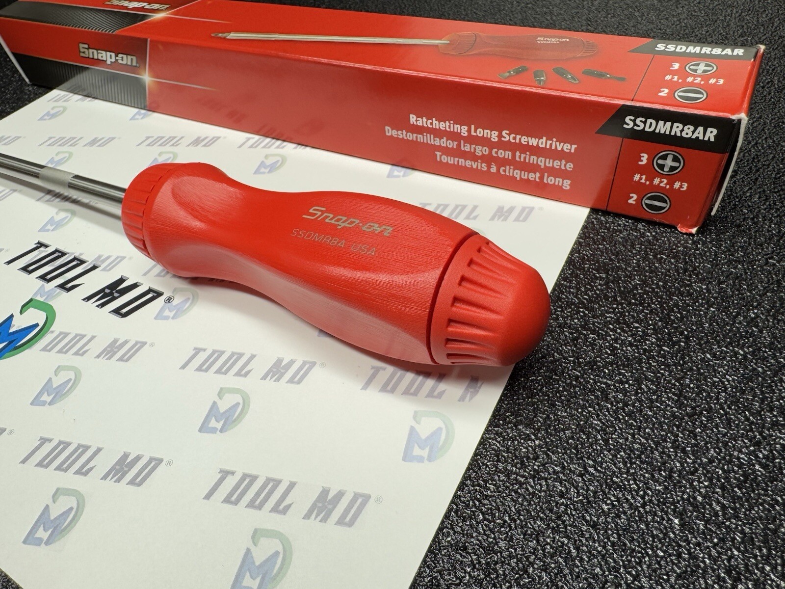 Snap-on Tools USA NEW RED Hard Grip 8″ Shaft Ratcheting Screwdriver SSDMR8AR