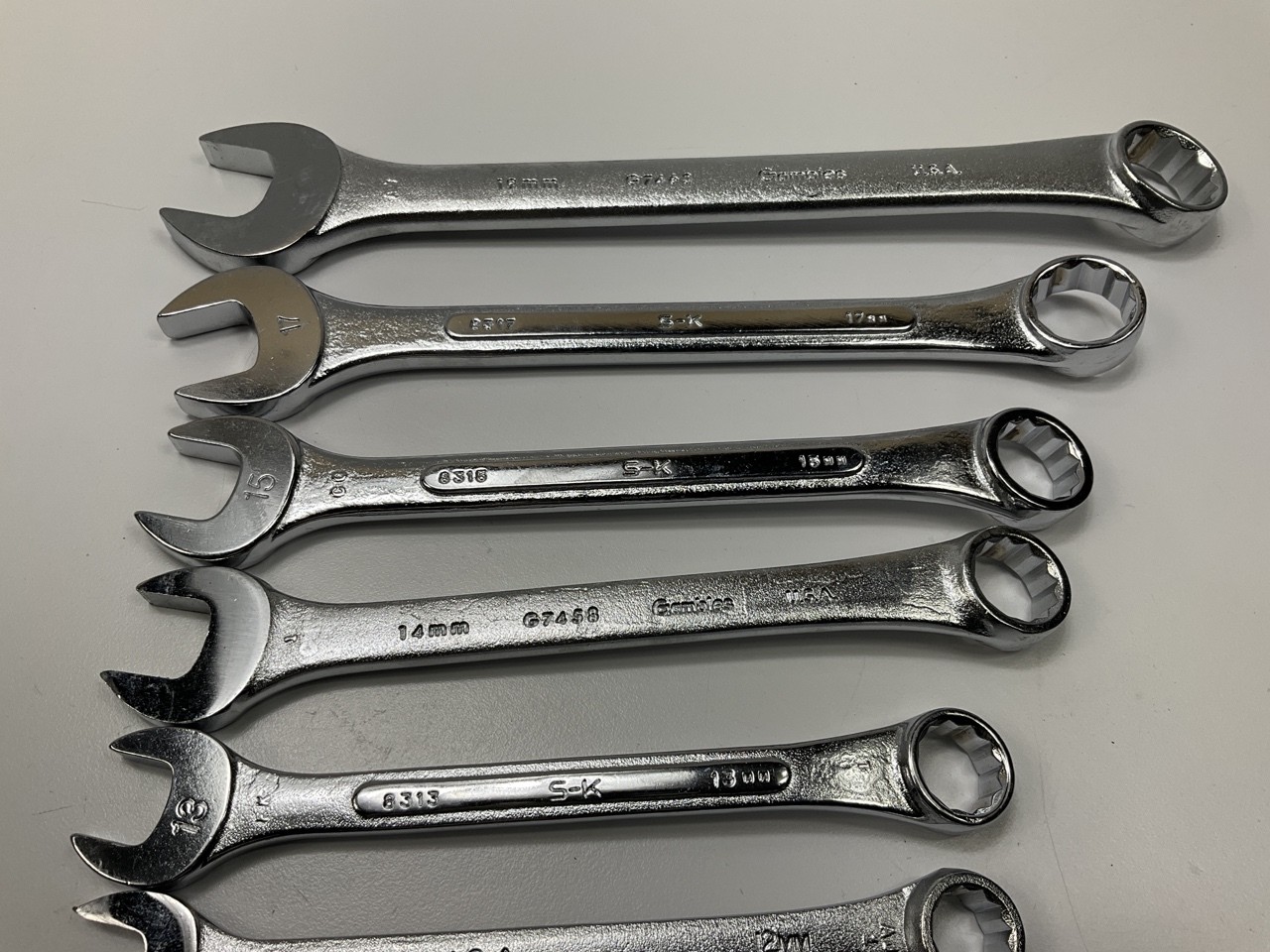 12MM NO BRAND 13MM 15MM 17MM S-K BRAND, 14MM, 19MM GAMBLES – 11 Piece Wrench Set