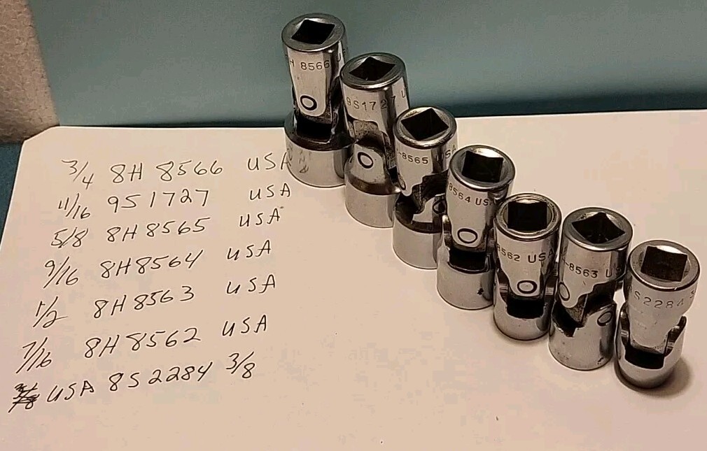 3/8″ DR Industry swivel sockets 3/8″-3/4″ USA 8H8566,8H8565,8H8564,8H8563,8H8562