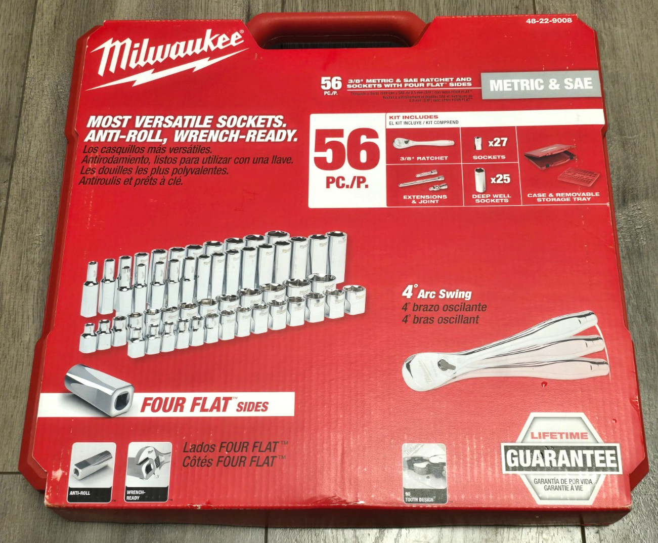 Milwaukee Tools 48-22-9008, 56pc SAE & Metric Socket and Ratchet Set w/ Case