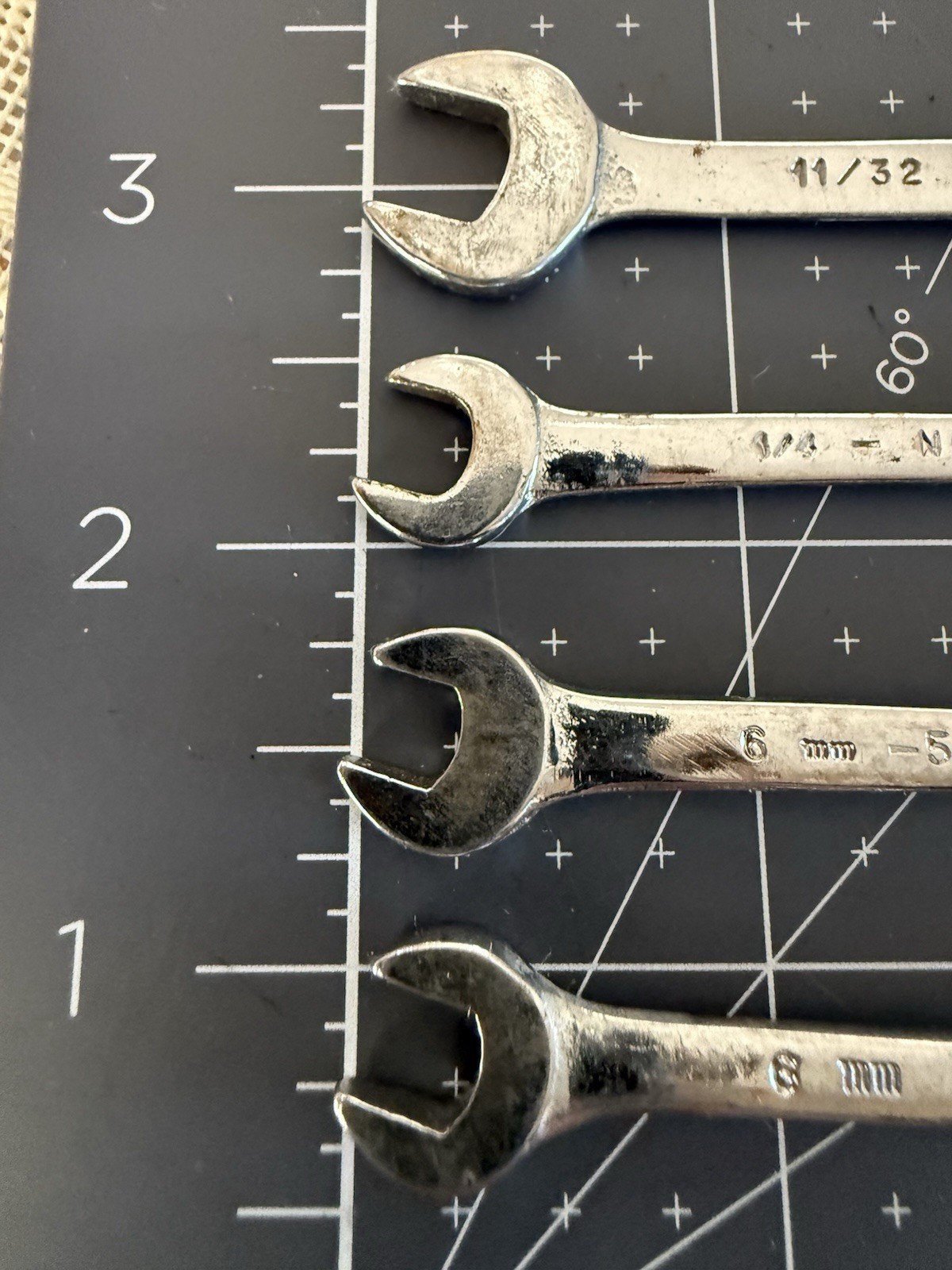 Armstrong wrenches , 2- 6, mm . 1/4″, 11/32-5/16′ lot Of 4 used