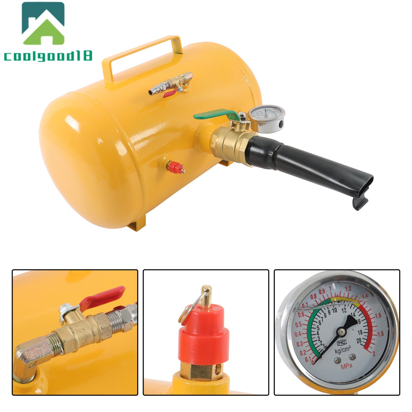Yellow 5 Gallon 145 psi Heavy Duty Air Tire Bead Seater Blaster Seating Tool