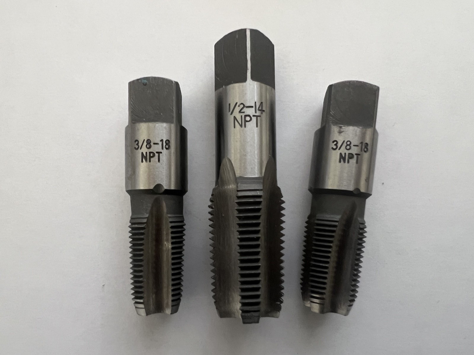 Lot of 3 Taper Pipe Taps One pc. 1/2″ -14 NPT and Two pcs. 3/8-18 NPT