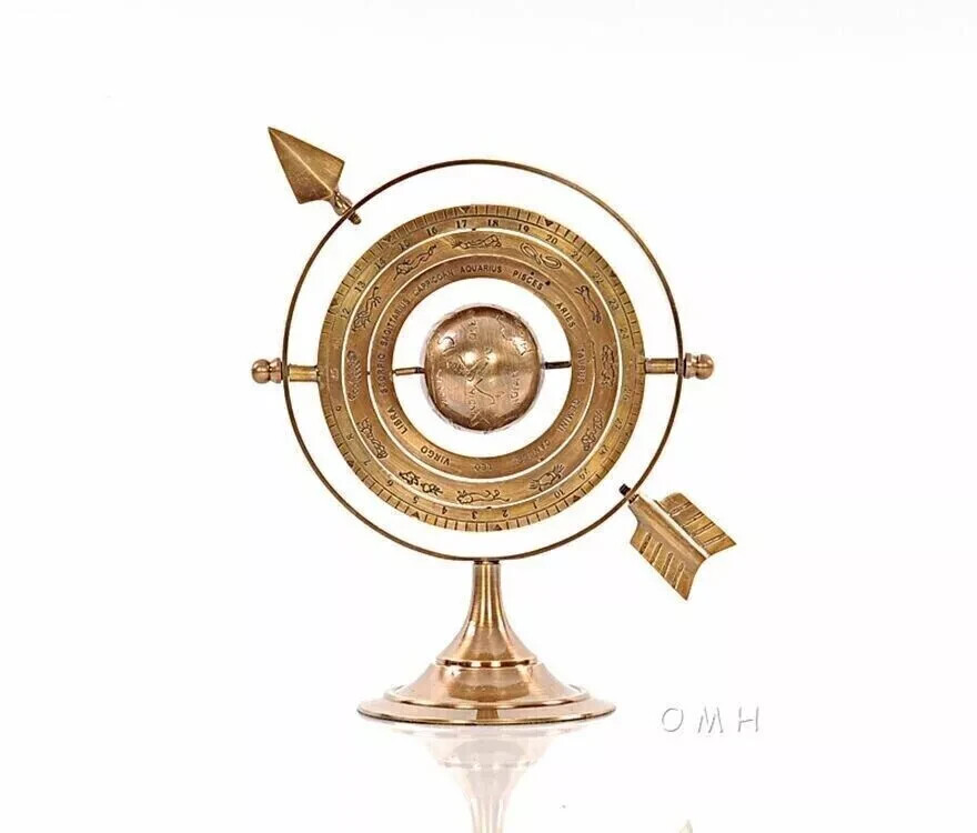Golden Beautiful 8.5″ Solid Brass Armillary Ball For Table Globe,Decoration GIft