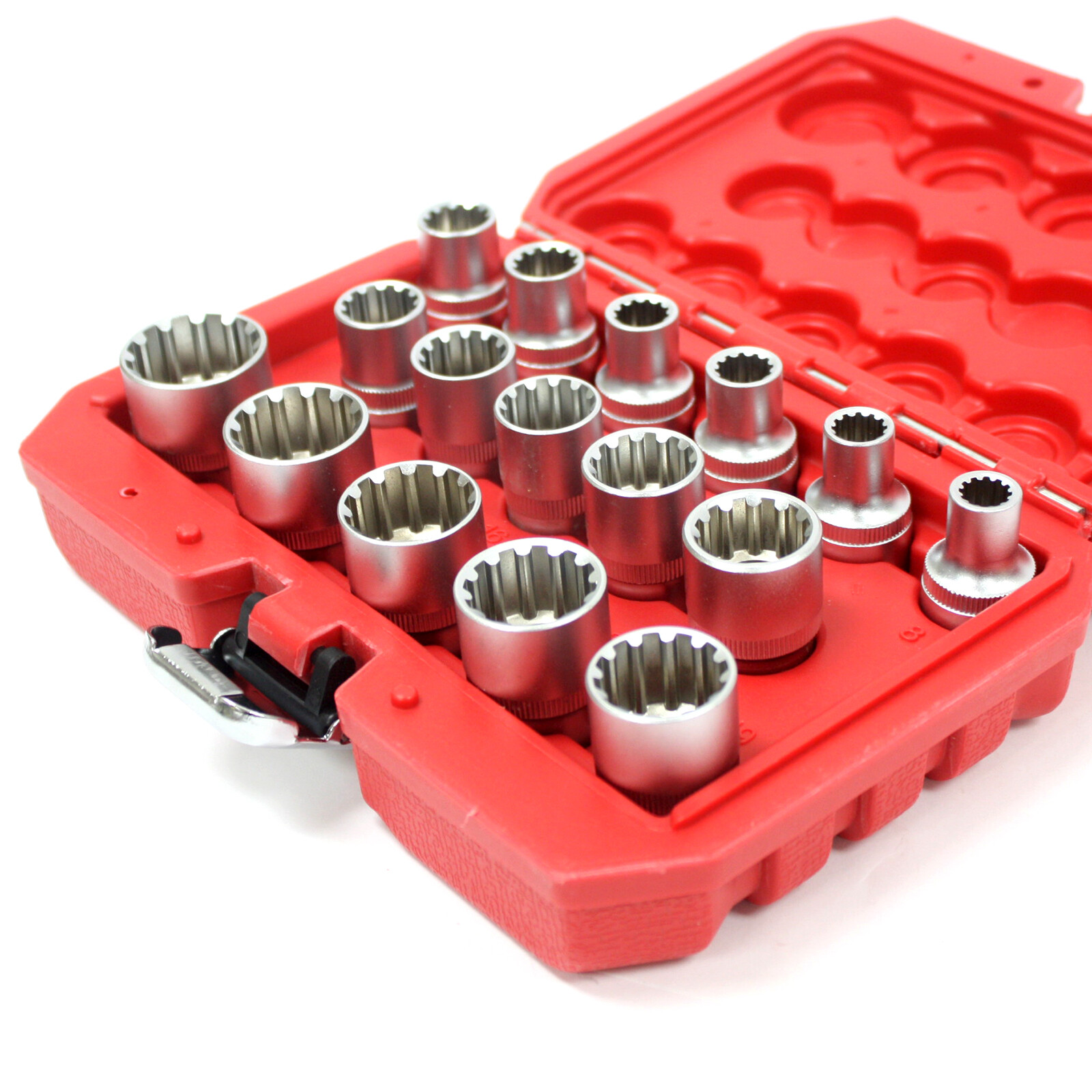 16pc 1/2″ Dr. Spline Gear Wall Rounded Socket Set 8 – 24mm Metric