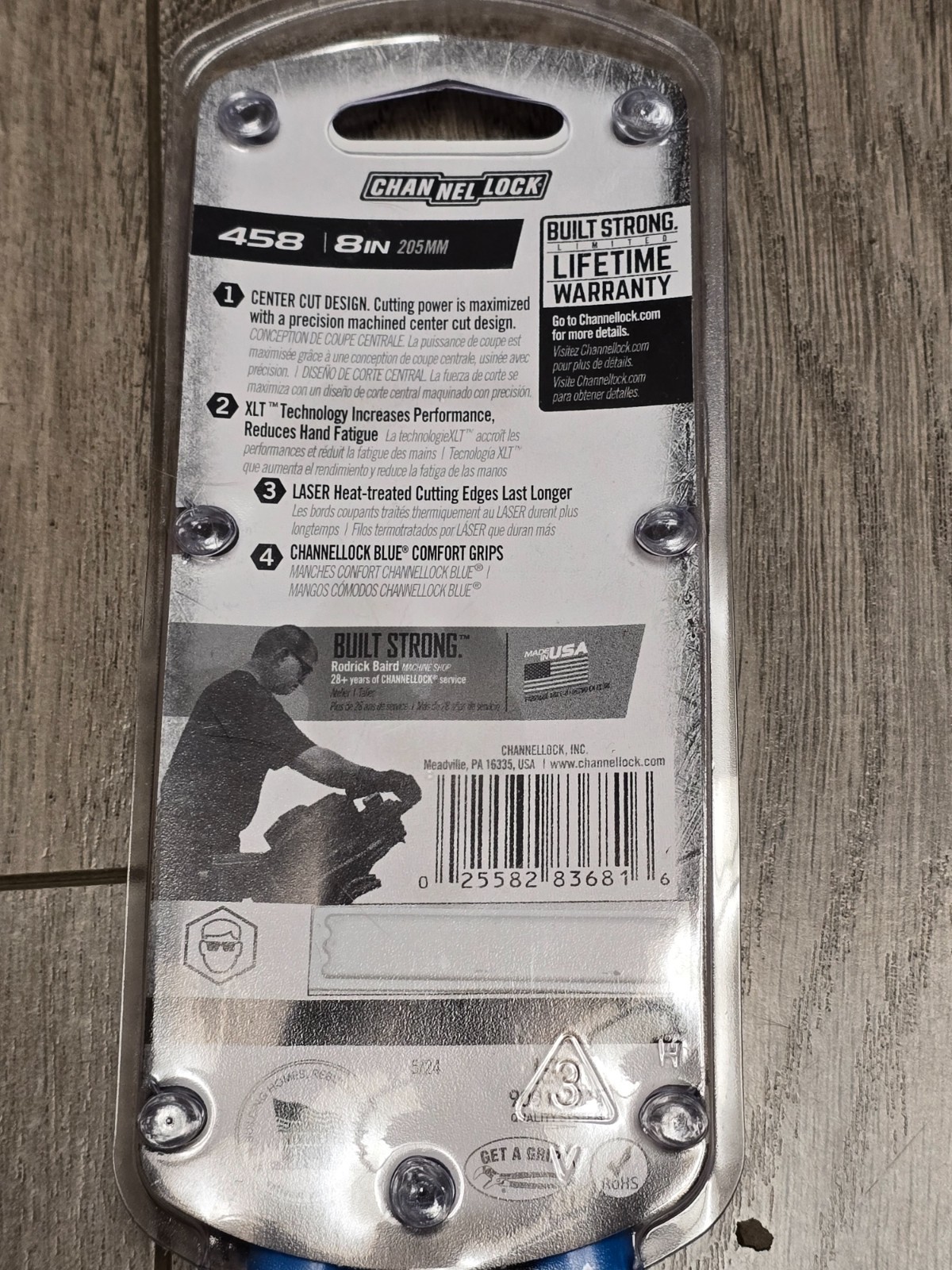Channellock 458, 8″ XLT Center Cut Long Handle Wire Cutters, USA