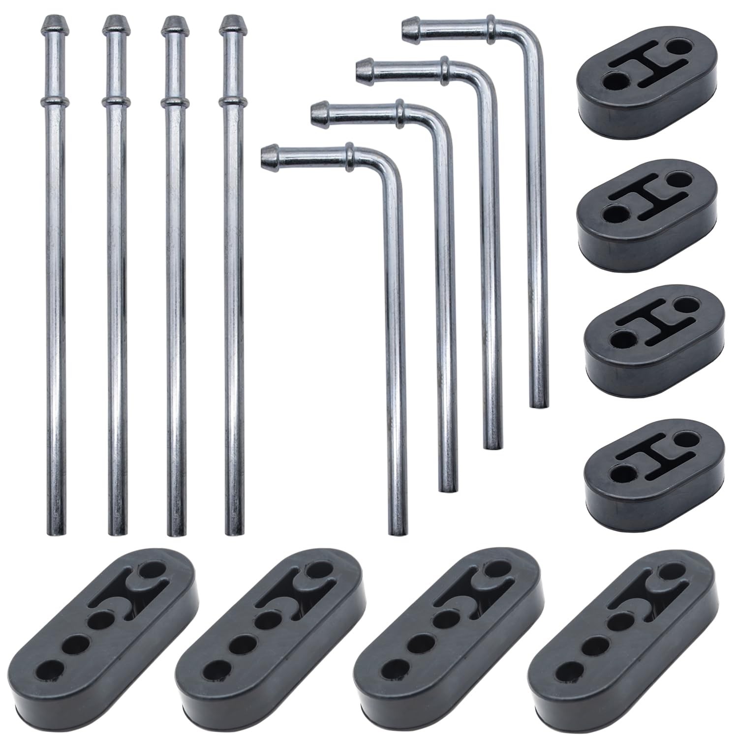 16PCS Rubber Exhaust Hanger Rod Set Heavy Duty 3/8″10MM Rod 90°7.6″ Long + St…