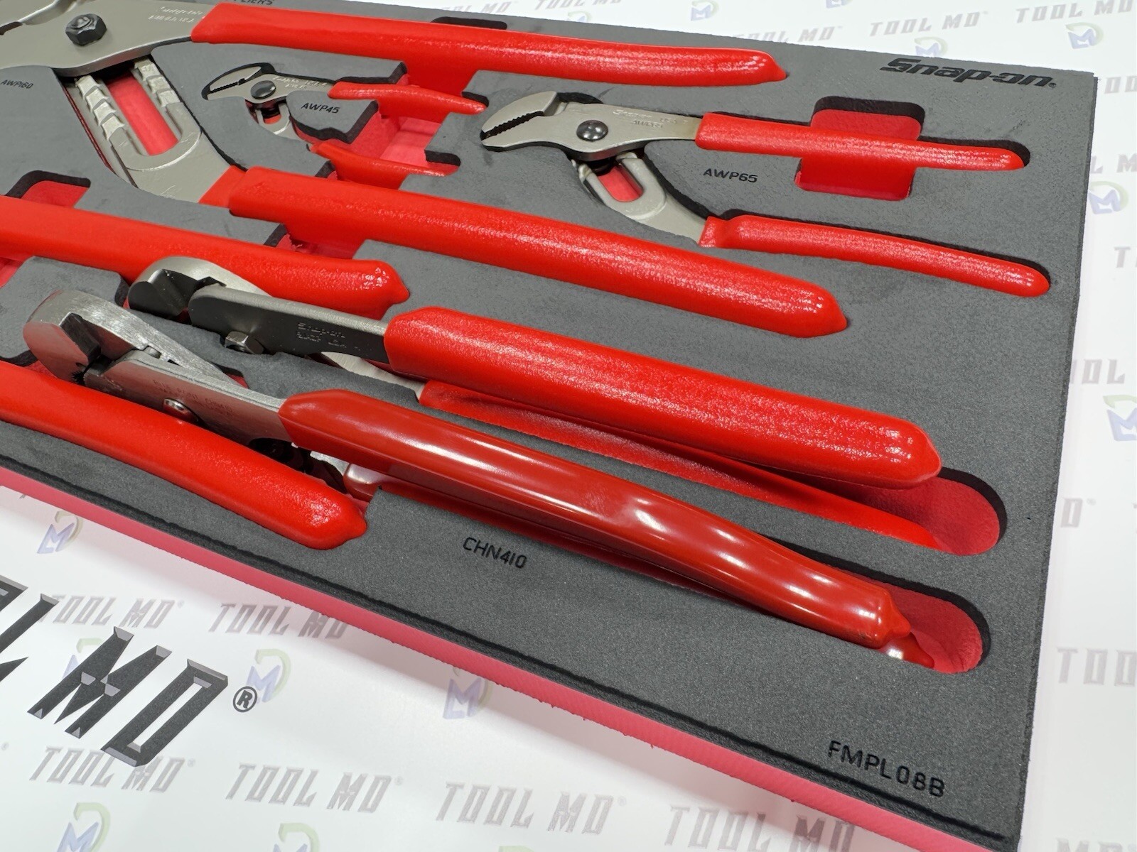Snap-on Tools USA NEW RED 6-Piece Adjustable Joint Pliers Foam Set PLAJ600FR