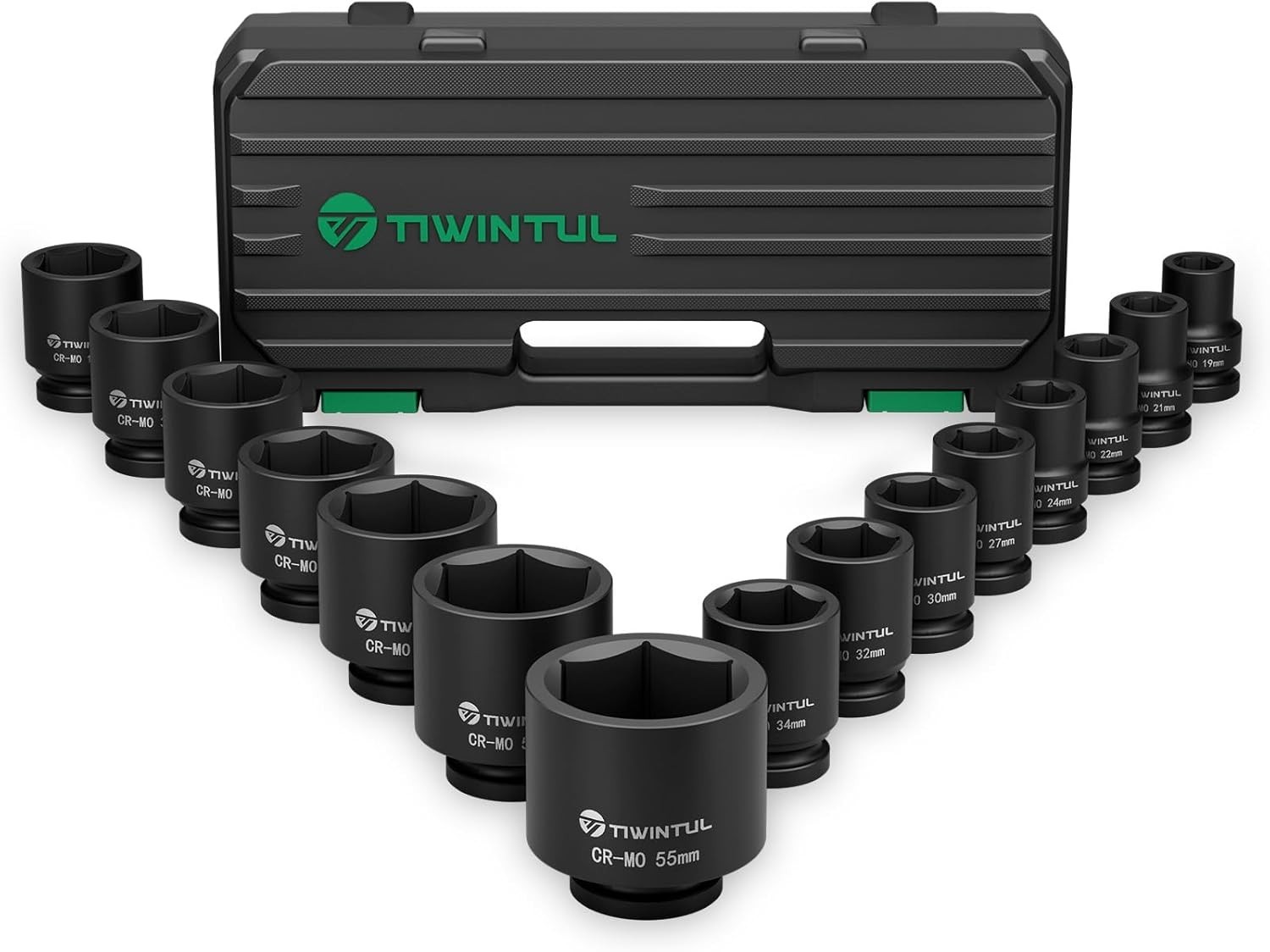 3/4 Inch Drive Impact Socket Set, 15 Pieces Heavy Duty 6-Point CR-MO Steel Im…