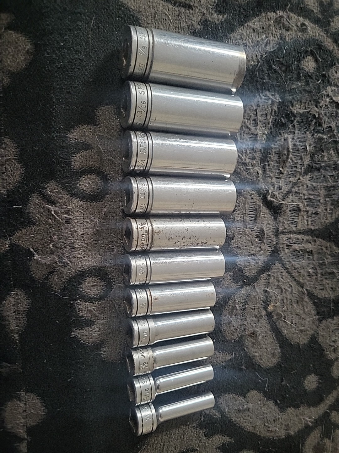 Snap-on 11pc 3/8″ Drive SAE 6pt Deep Chrome Standard Socket Set Deepwell