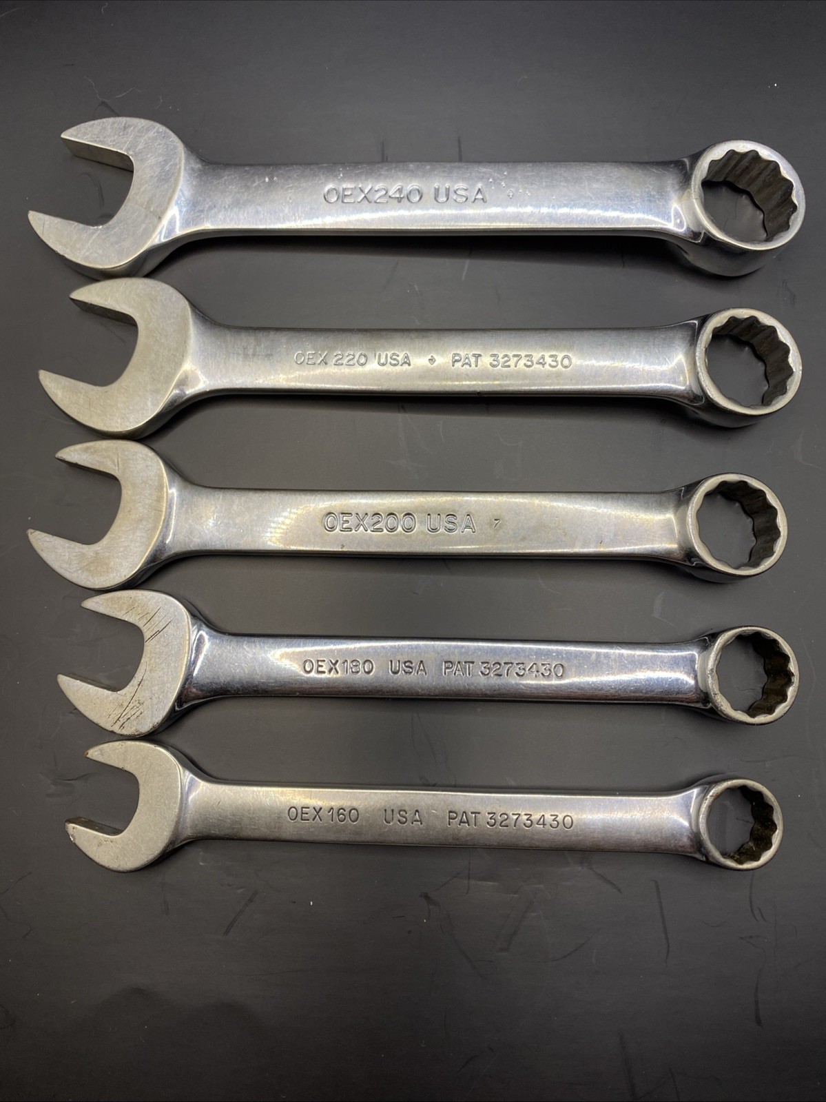 Snap-on Tools OEX160-240 12 Point SAE Short Combination Wrench Chrome USA NICE!