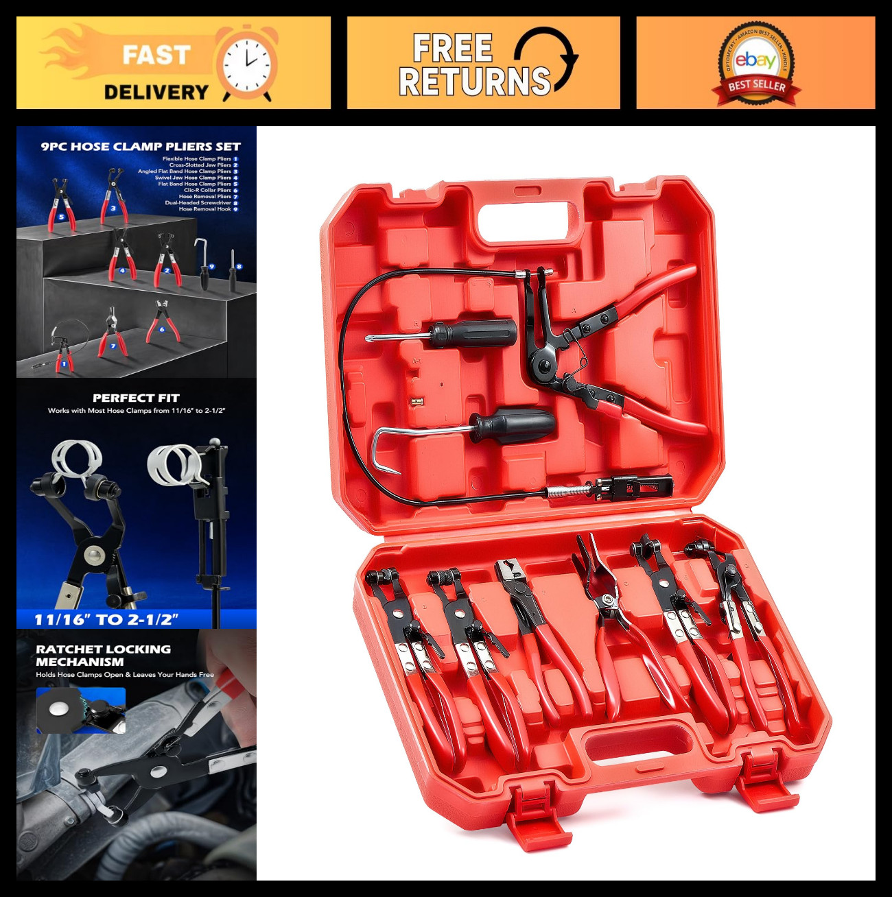Long Reach Hose Clamp Pliers Remover for Automotive Coolant & Radiator Hoses