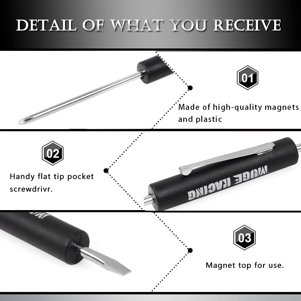 100PCS Mini Pocket Screwdriver Flap Tip w/ Magnet and Clip Phillips Slotted Flat