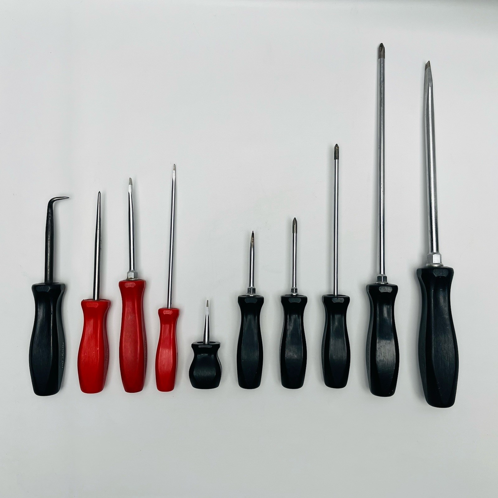 Snap On Lot Of 10 Tools, Screwdrivers, Cotter Pin Puller & Scratch awl