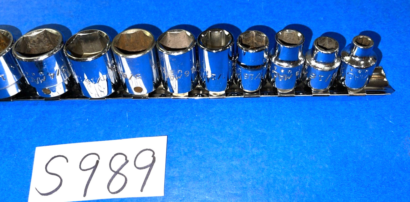 MAC TOOLS 12 PIECE 3/8 DRIVE SAE SHORT CHROME SOCKET SET 6 POINT 1/4 TO 15/16