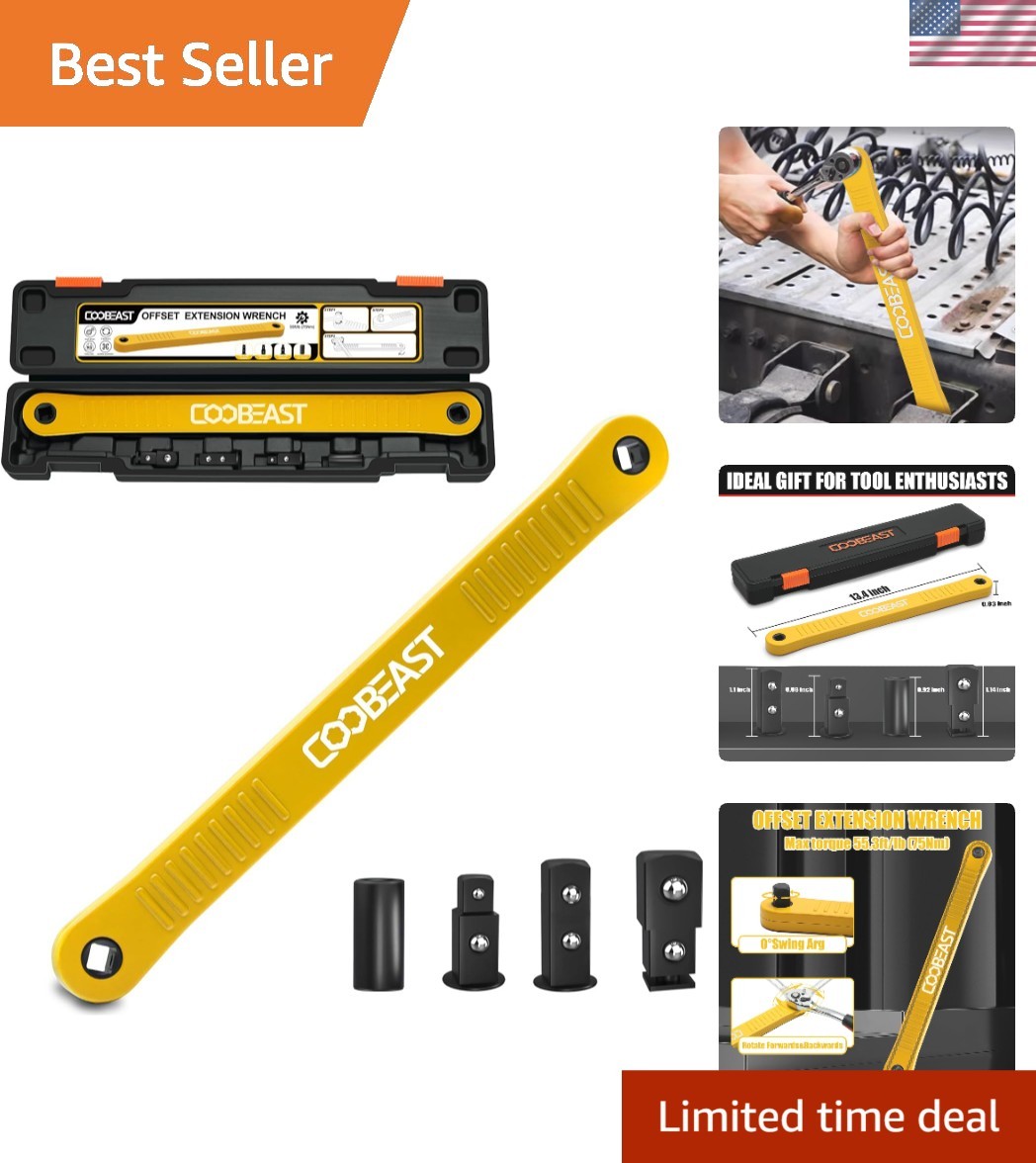 Offset Extension Wrench – Impact-Ready 13.4in Tool with 1/4, 3/8 & 1/2 Adapters
