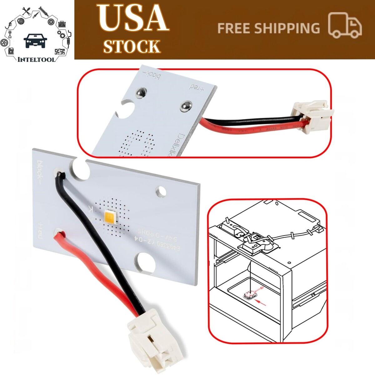 W10843353 Refrigerator LED Light Board Module for KitchenAid Maytag Whirlpool