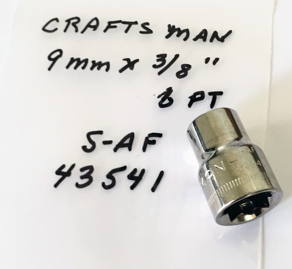 Craftsman Standard Socket – 9 mm x 3/8″ -6 Pt – S-AF 43541 – Free USA Shipping