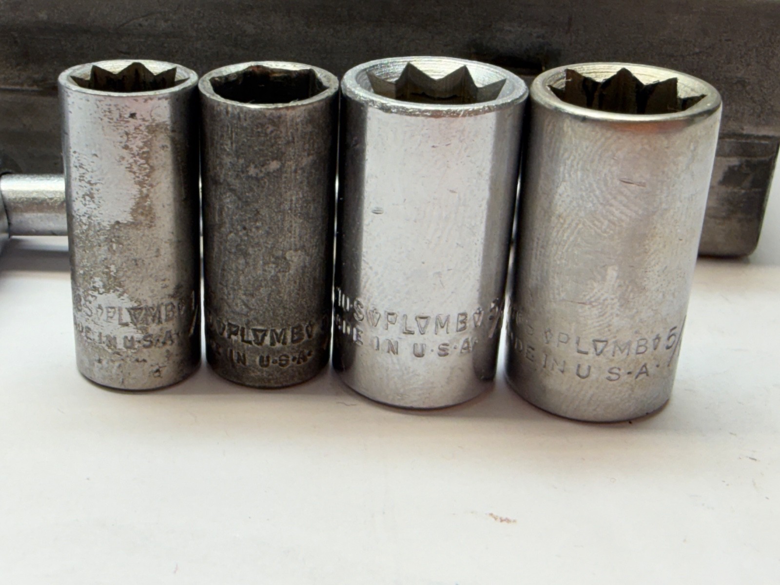VTG Plomb 1/4″ Drive SAE Socket Set Sliding T & Case USA Ultrasonically Cleaned