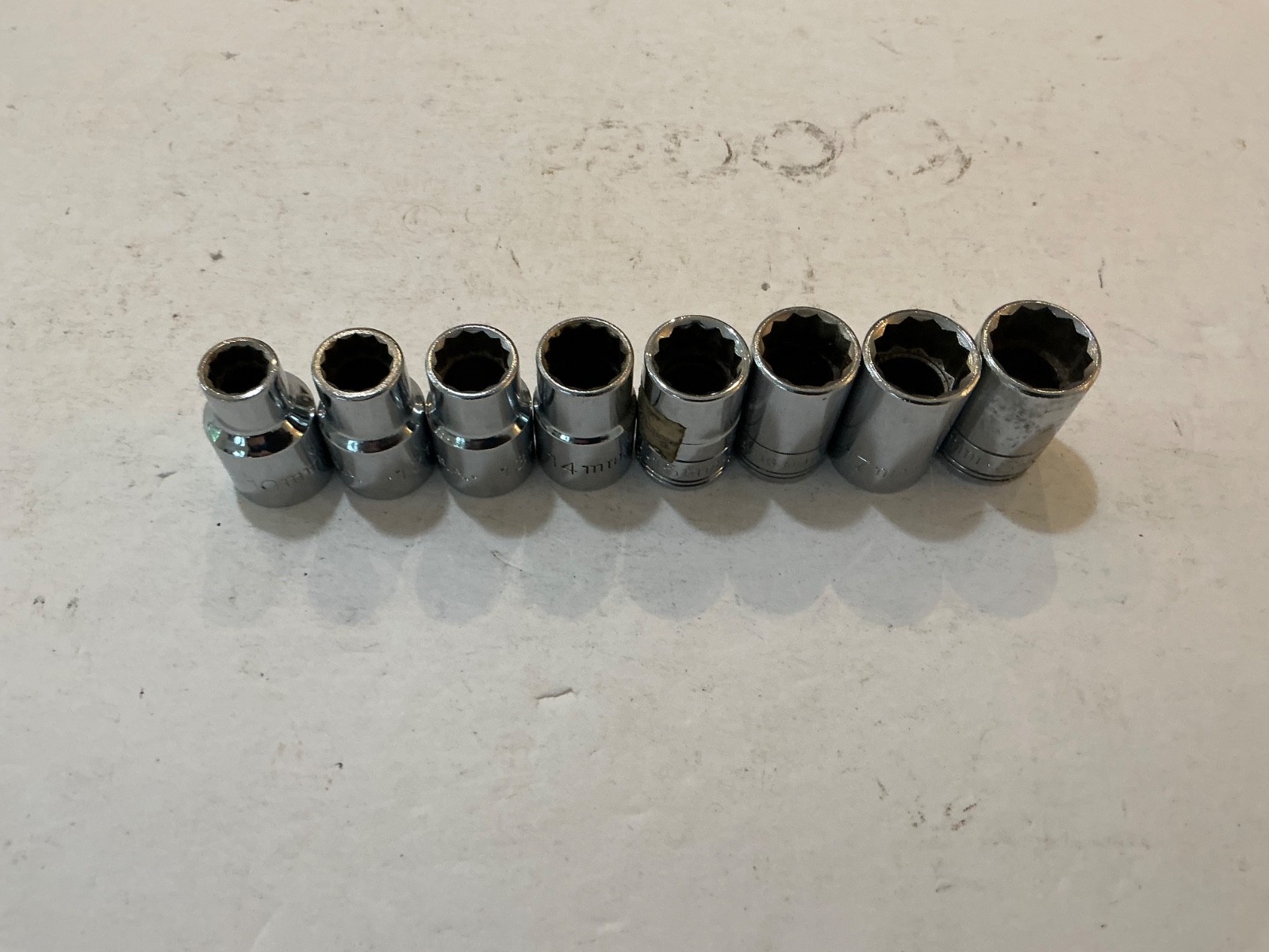 S-K tools 8 pc 1/2″ drive shallow mwtric socket set 12 pt 10mm-18mm USA made