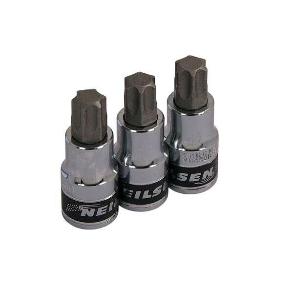 3pc T60 TORX BIT SET 1/2″ Drive TRX Male 1/2″ Socket 3207