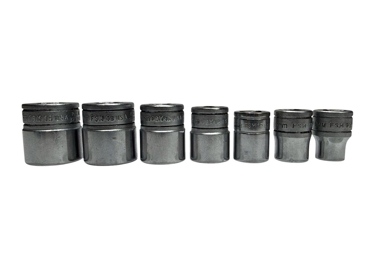 Snap-on 3/8” Drive Metric Shallow Socket Set 7pc FSM 6pt 9-19mm USA Flank Drive
