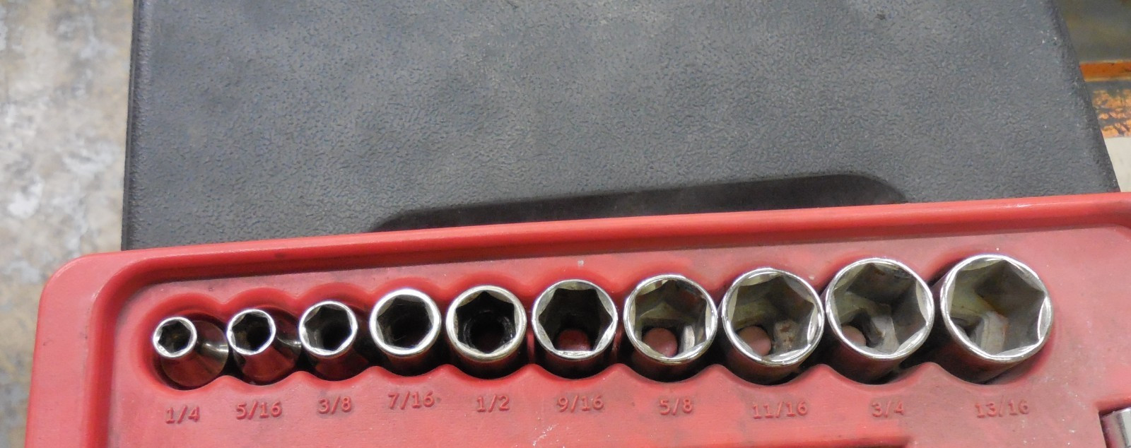 10 Craftsman shallow sockets 6pt 3/8 drive SAE std 7/16 3/8 1/2 9/16 thru 13/16