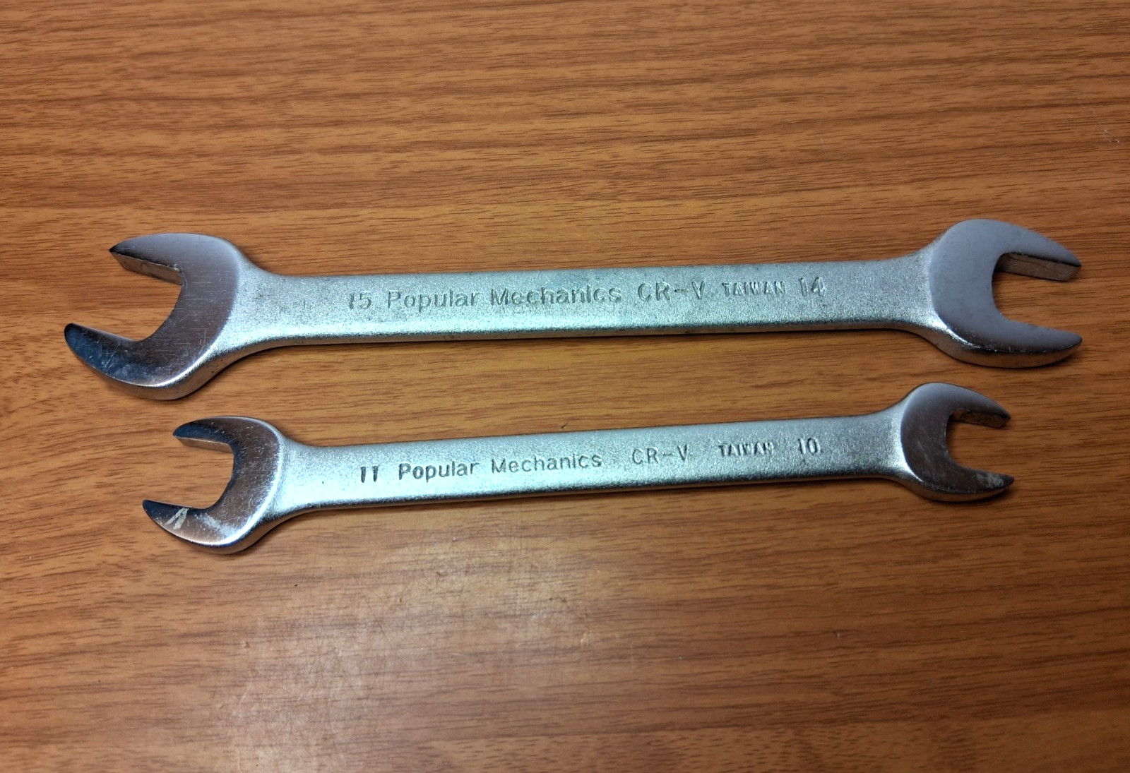 Popular Mechanics METRIC Open End CR-V Wrench Set 10mm, 11mm, 14mm, 15mm