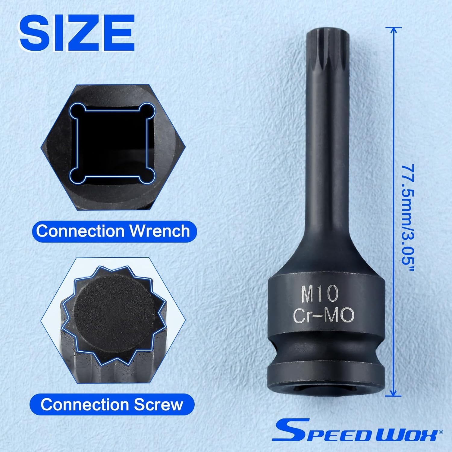 1/2″ Drive Impact Bit Socket Set – Triple Square Spline (Torx) 5mm-18mm – Long
