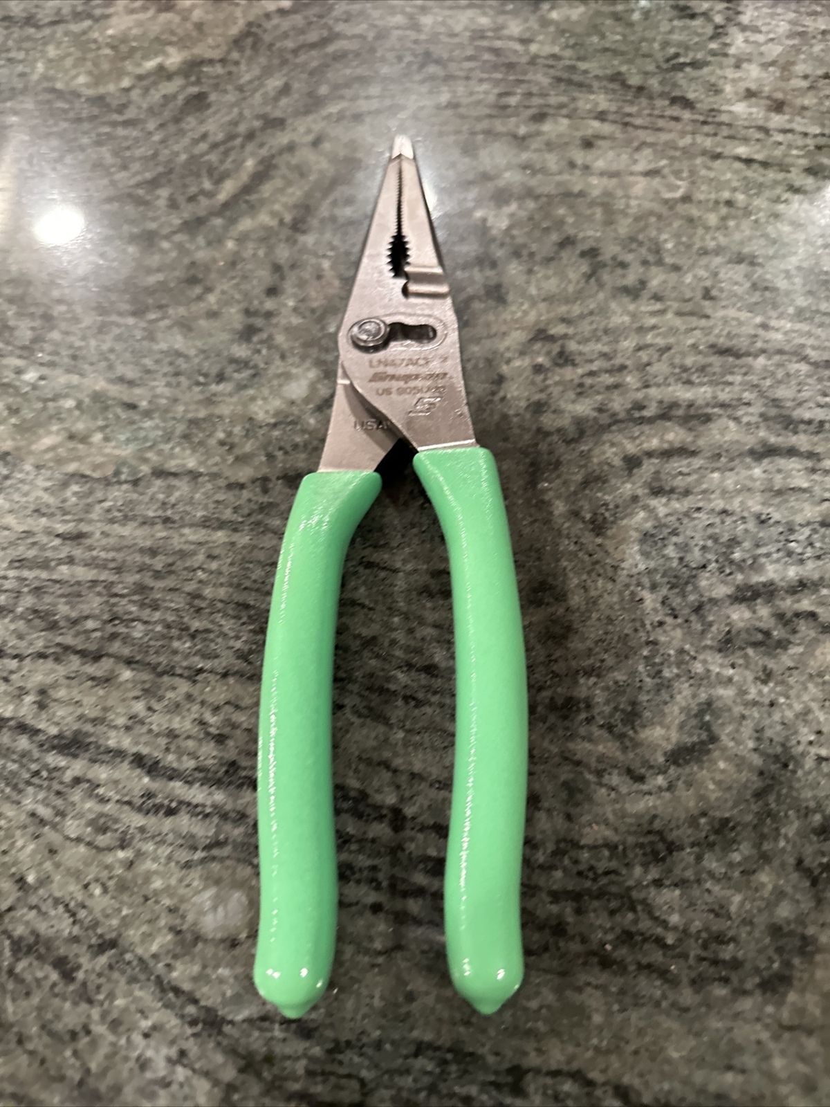 Snap On ln47acf 9” talon grip®️ long nose slip joint pliers green