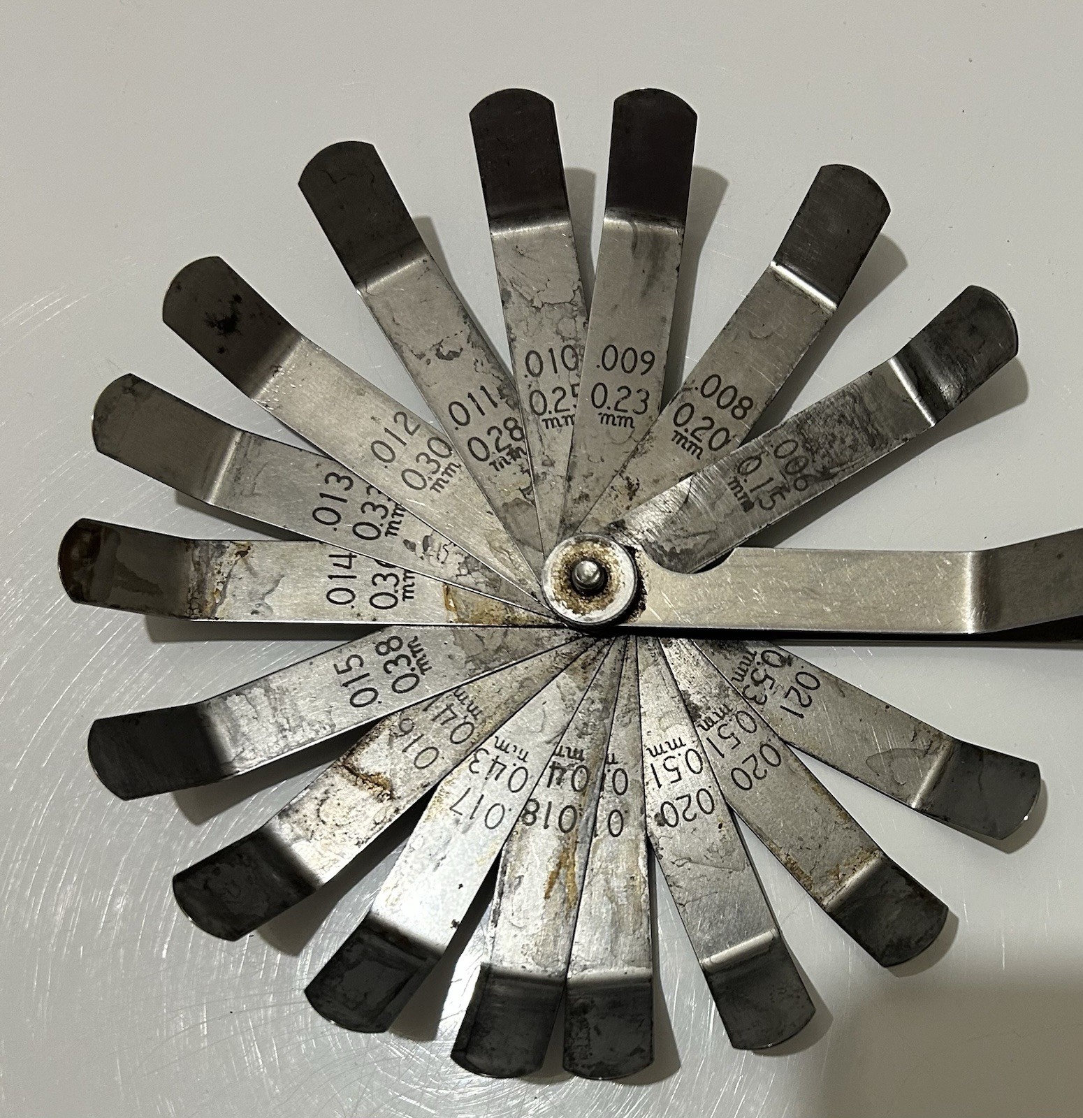 Snap-on FB-300A Offset Bent Blade Feeler Gauge Set 25 Blades USA Mechanical Tool
