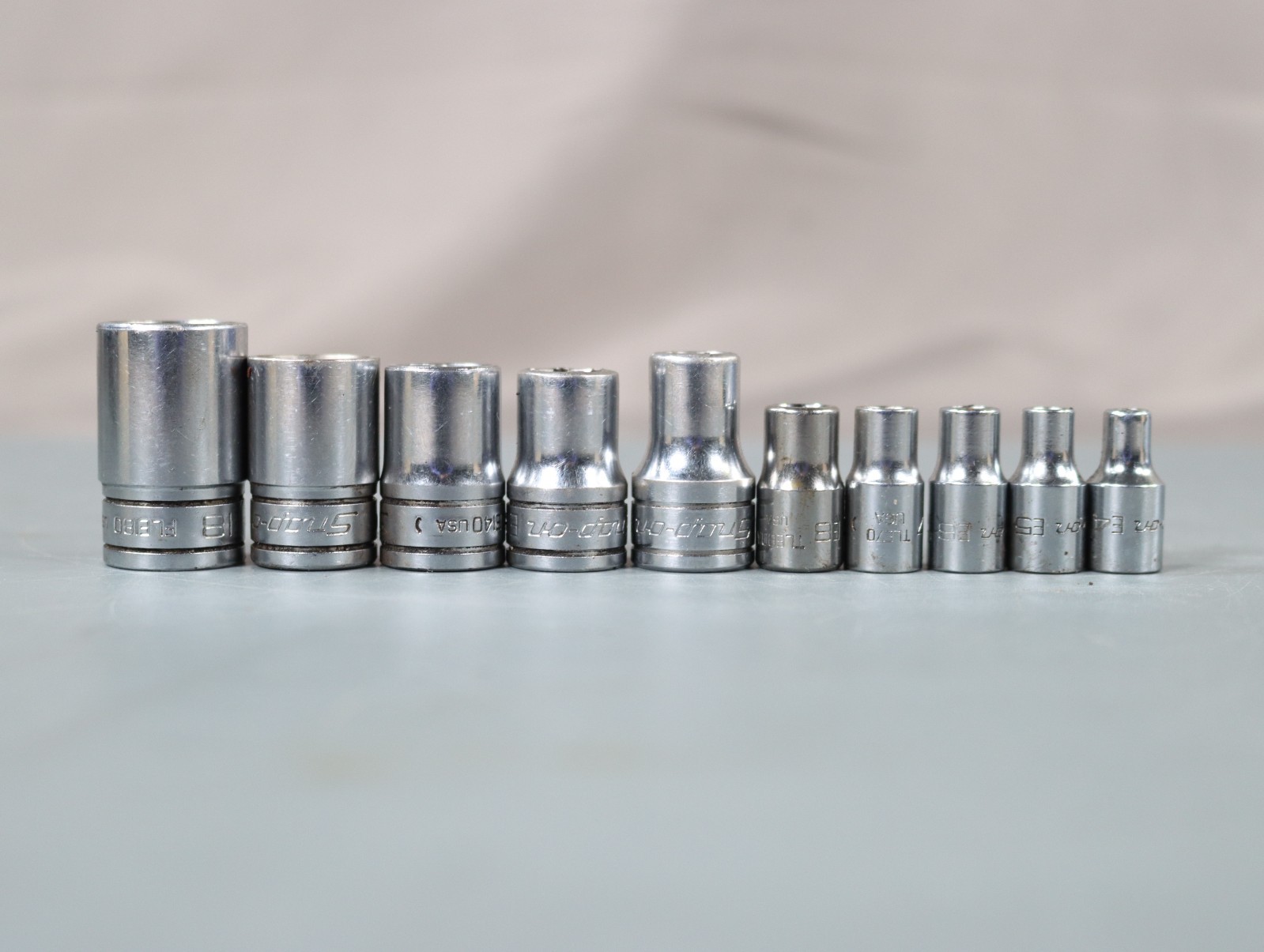 Snap-On 210AFLEY 10pc Combination Drive inverted TORX Shallow Socket Set E4-E18