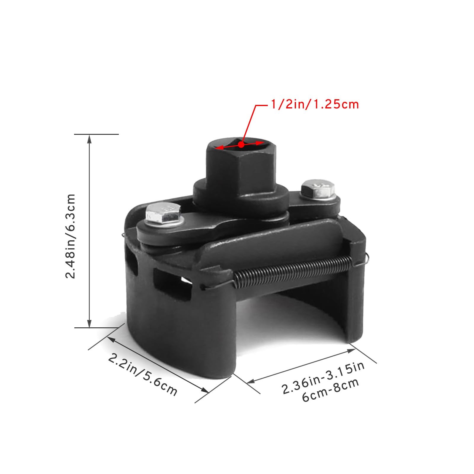 Couslcd Oil Filter Wrench Removal Tool Adjustable Use for 2.36 inch to Black
