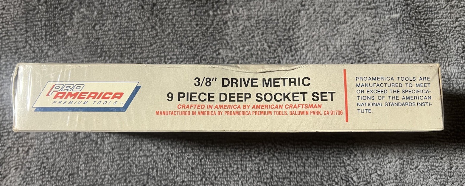 9 Piece Pro America 3/8″ Drive Deep Metric 6 Point Socket Set 10-15 17 19mm USA