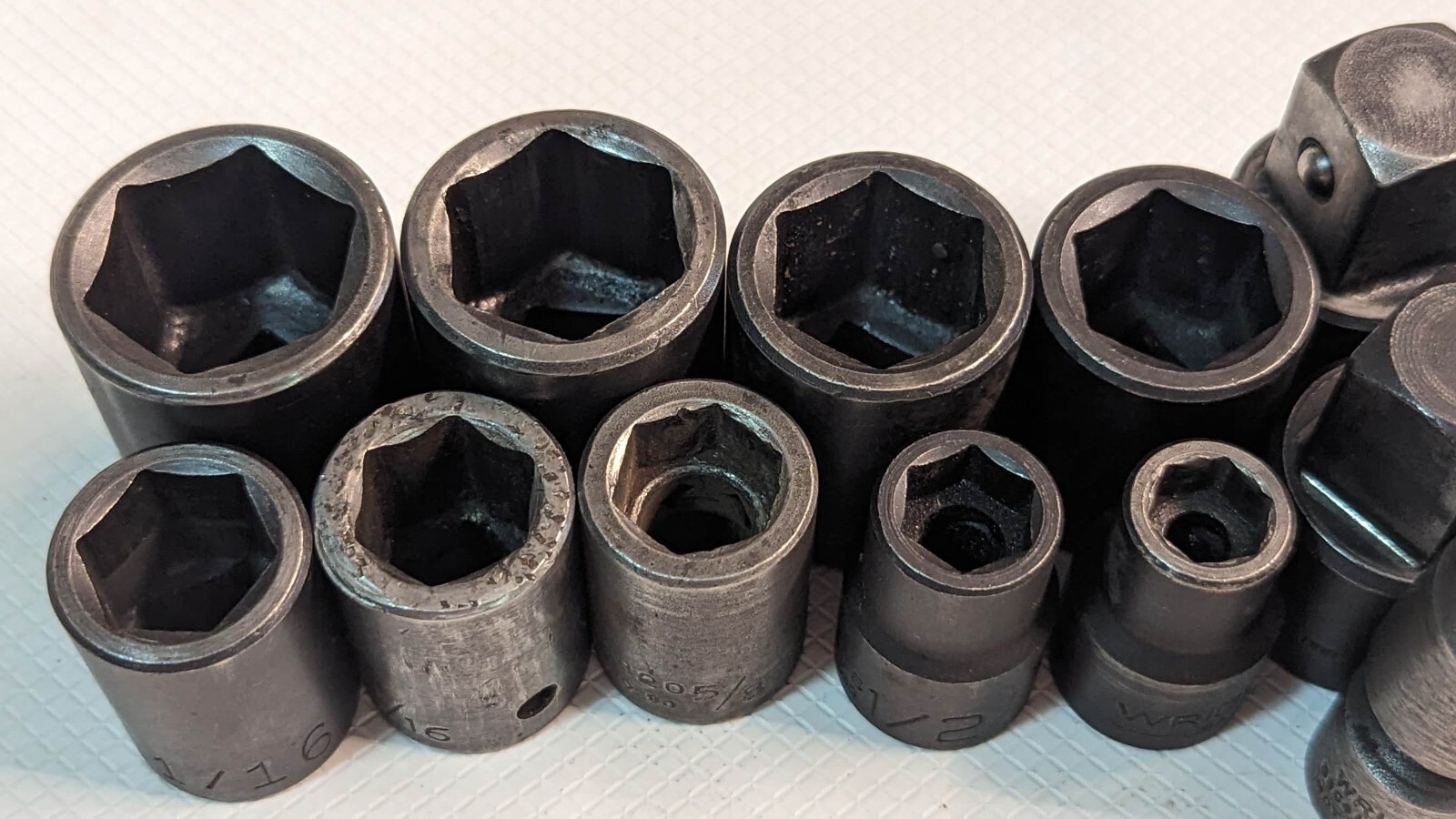 Lot of 14 Wright Impact Sockets Drive 1″ 15/16 7/8 13/16 11/16 Extension Adapter