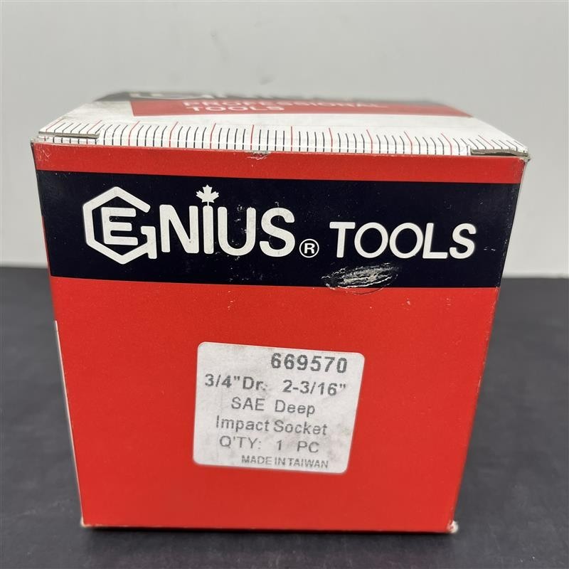 Genius Tools Impact Socket 2-3/16 Inch Size 3/4 Inch Drive High-Strength 669570