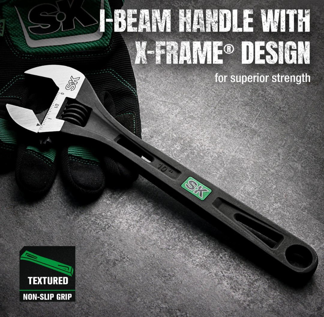 SK Professional Tools 10″ EFFICIENT Adjustable Wrench New LIFETIME WARRANTY