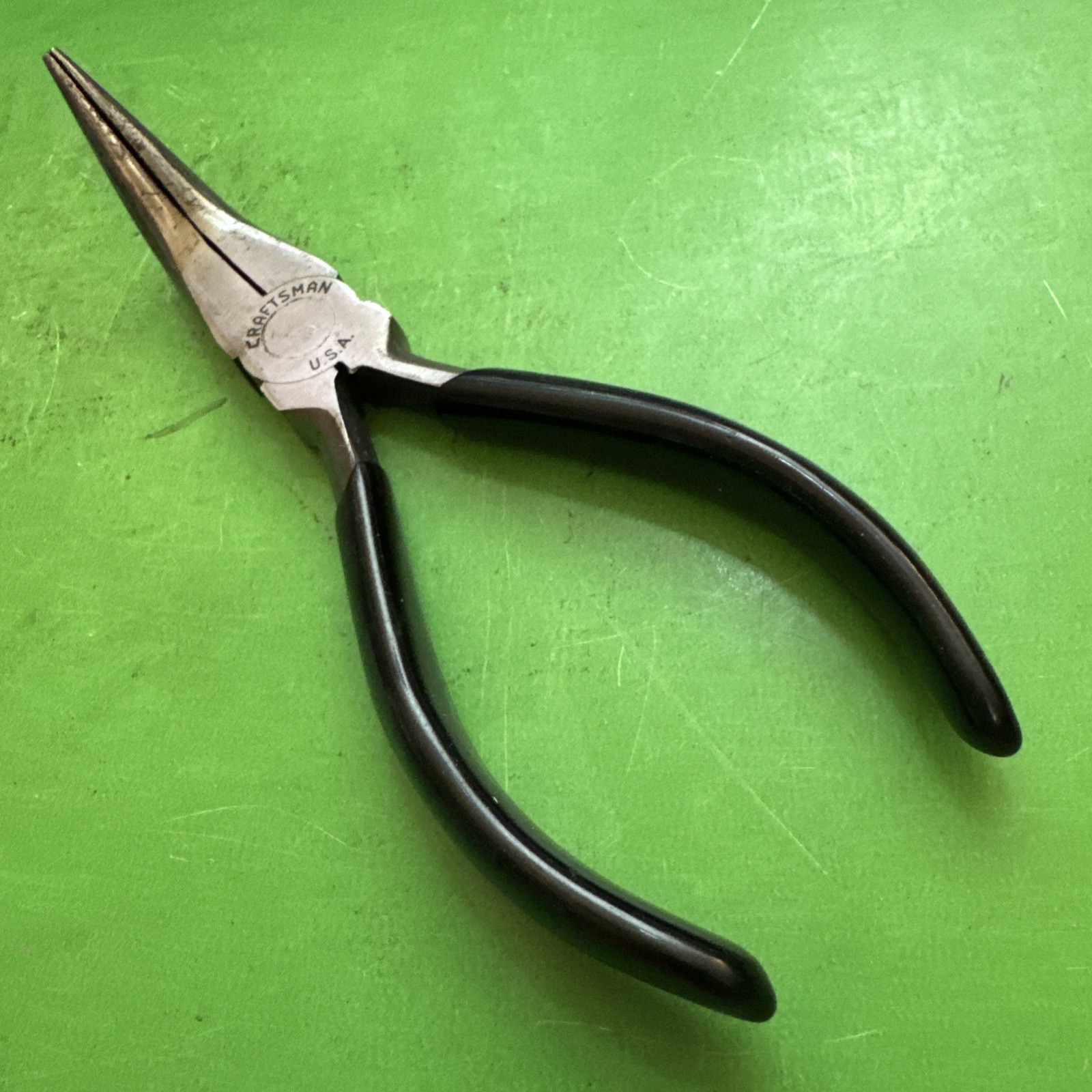 Craftsman Tools USA RARE «C» Stamp 5.5″ Long Black Grip Bent Needle Nose Pliers