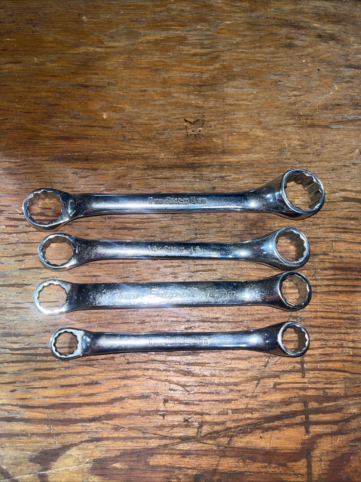 4pc SNAP-ON BOX ENDED OFFSET 12PT METRIC WRENCH SET «VINTAGE » USA Xsm 11-19mm