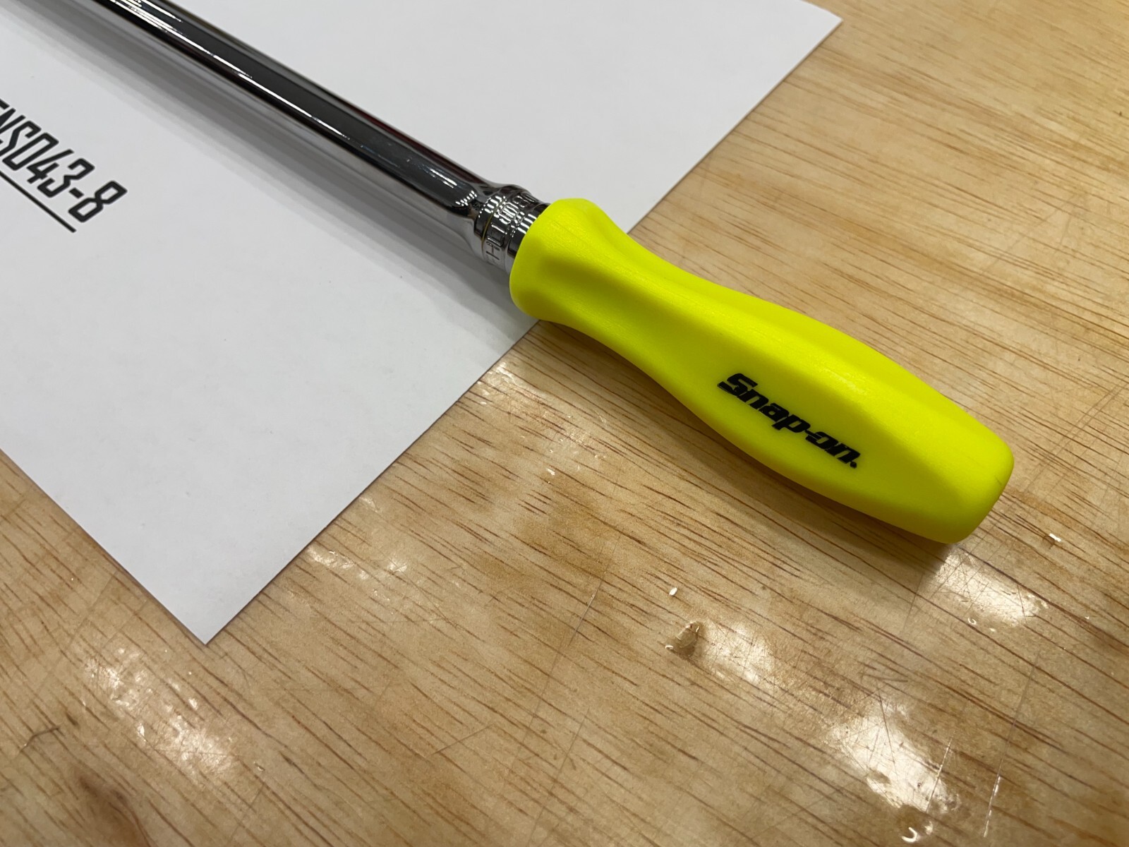 Snap-on Tools NEW HI-VIZ 3/8″ Drive Hard Grip Extra-Long Fixed Ratchet FHLLD80HV