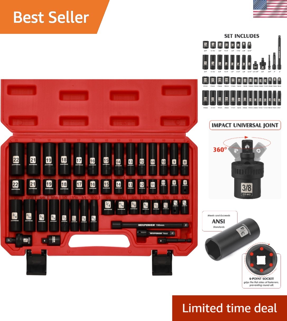 Ultimate 49 Piece 3/8» Drive Impact Socket Set – Torque & Quality Guaranteed