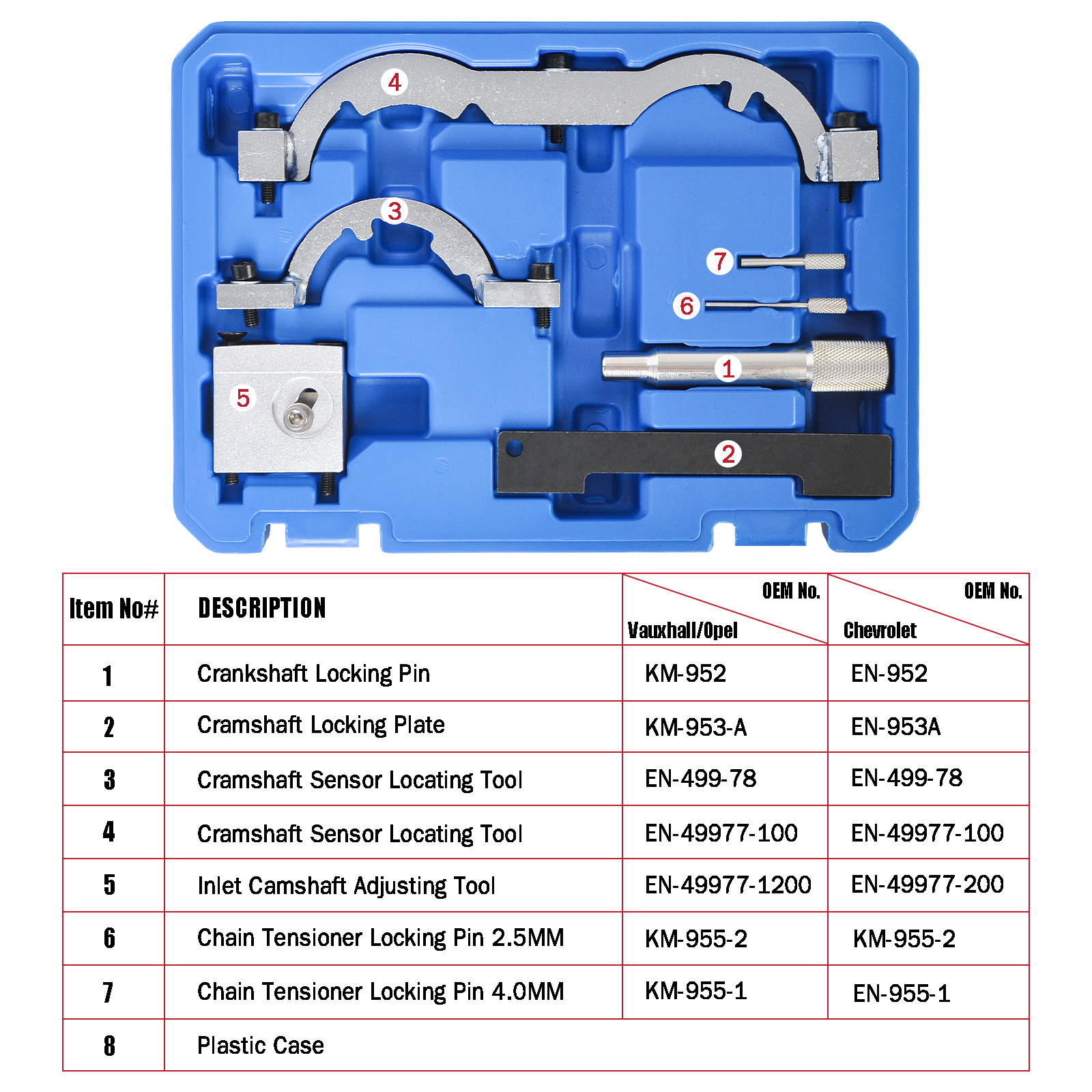 Timing Locking Tools Kit for 1.0 1.2 1.4 GM Opel Vauxhall Chevrolet Turbo Engine