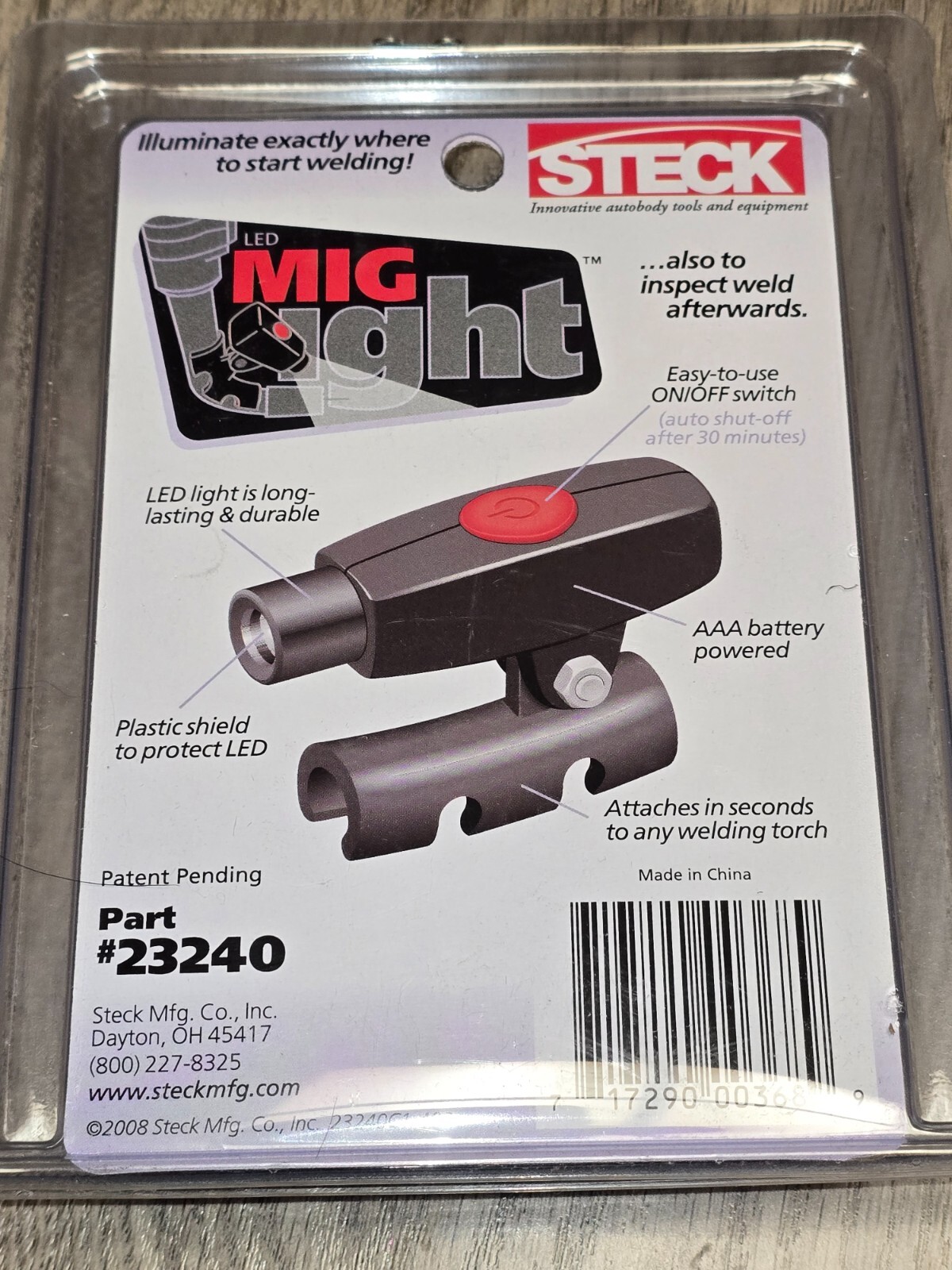Steck MIG Welder Torch LED Light Attachment, uses 1) AAA Battery #23240