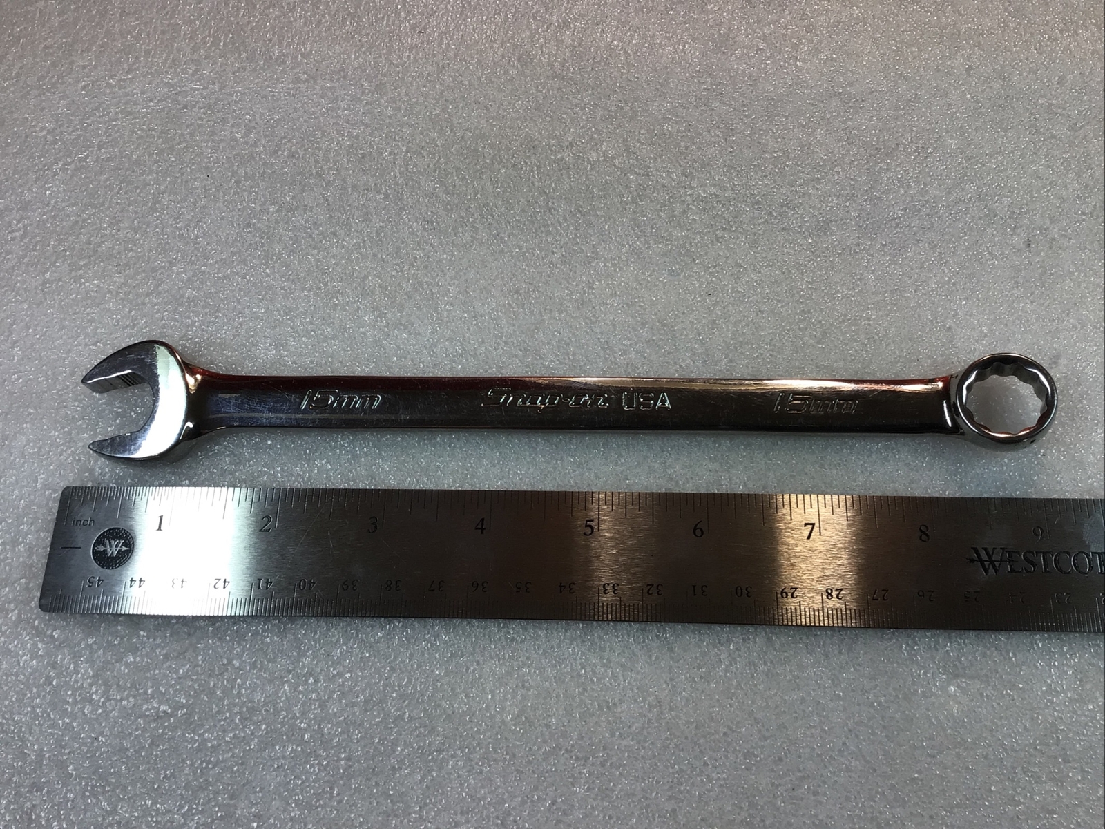Snap On#SOEXM15 – 15mm, 12 Pt. Flank Dr. Plus Standard Combo Wrench-USA-NICE-