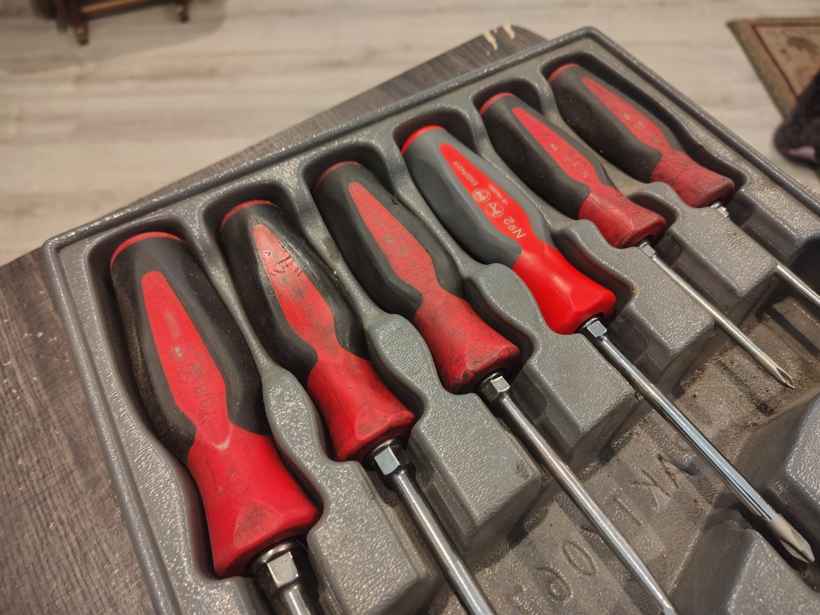 Snap On SGDX80R Red Screwdriver Set 8 Pc Combination Soft Instinct Handle Used
