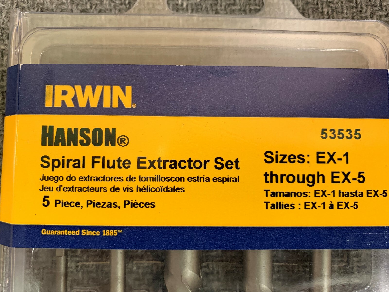IRWIN HANSON #53535 5PC SPRIAL FLUTE SCREW EXTRACTOR SET EX1-EX5