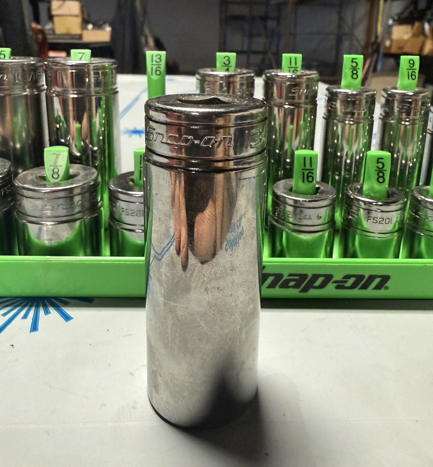 New Snap-on 3/8″ drive 1/4″ thru 7/8″ 22-pc 6-point Shallow Deep Socket 222SFFS