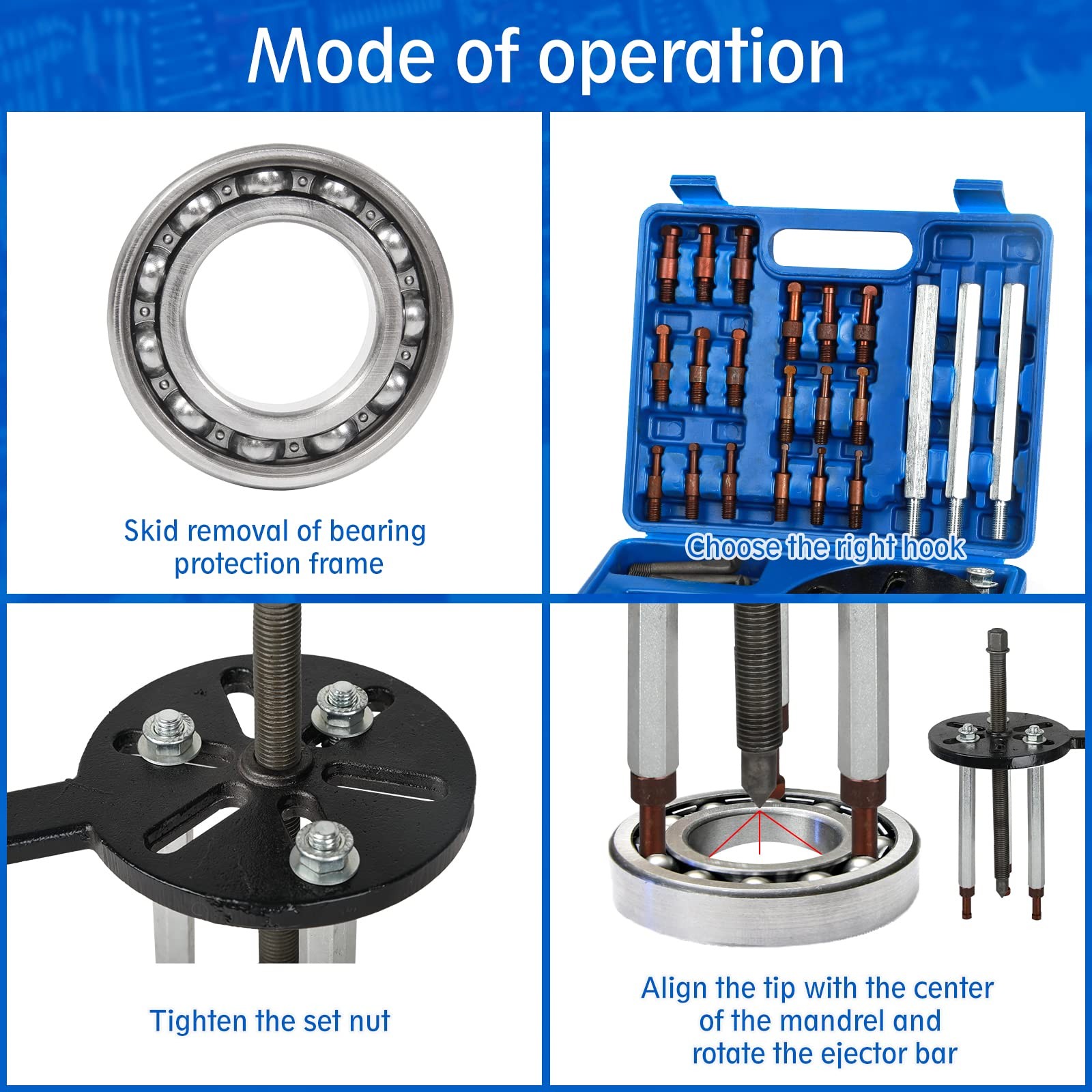 21 in1 Bearing Puller, Puller Set, Inner 21in1-puller, blue